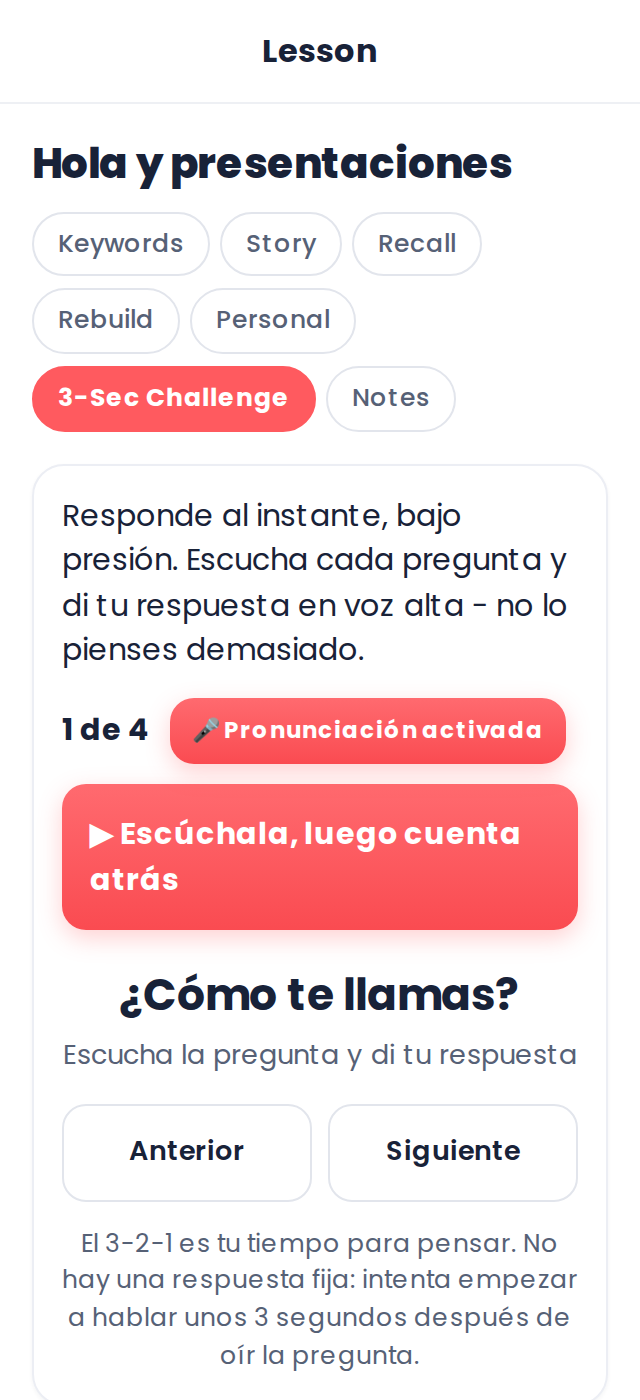 The 3-Second Challenge screen